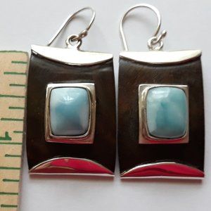 Quick Sale-Genuine Larimar  Earrings in Silver